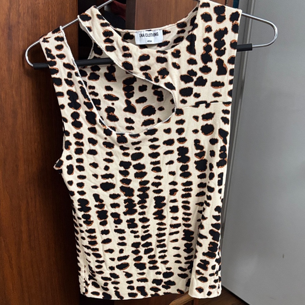 LNA Clothing Leopard Print Sleeveless Top